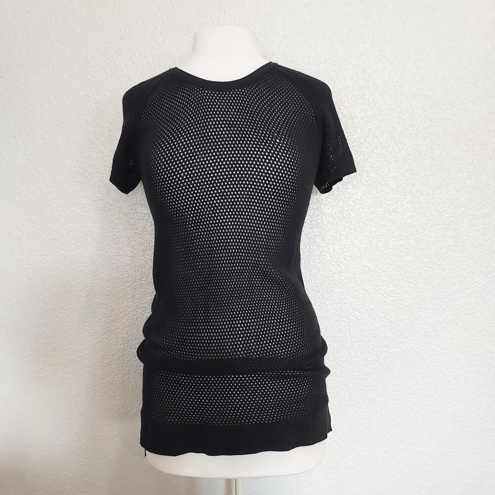 Lumiere Black See Through Short Sleeve Blouse Size M